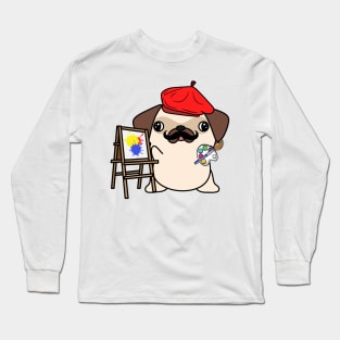 Funny pug is a painter Long Sleeve T-Shirt